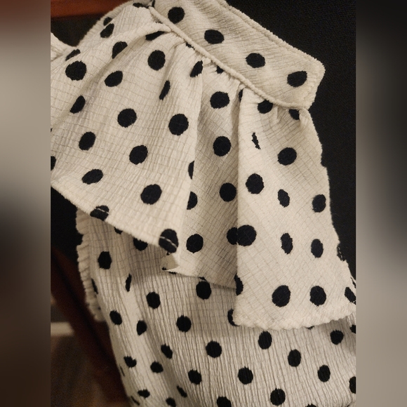 Anthroplogie sleeveless blouse, polkadot, size large, black and white - Picture 4 of 7